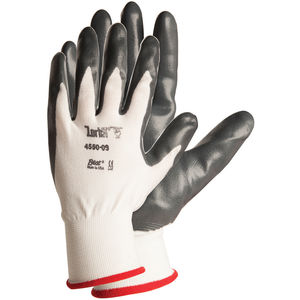Large White Pack of 12 Pairs SHOWA 4550-09 4550 Zorb-IT Flat-Dipped Sponge Nitrile Glove with Nylon Liner SHOWA Glove 