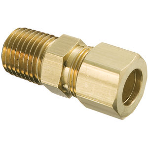 Anderson Metals 50069 Brass Compression Tube Fitting, 90 Degree Elbow, 3/8  Tube OD x 1/4 NPT Male Pipe