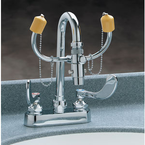 Chrome/Yellow Faucet Mount Eye Wash Station | Fastenal