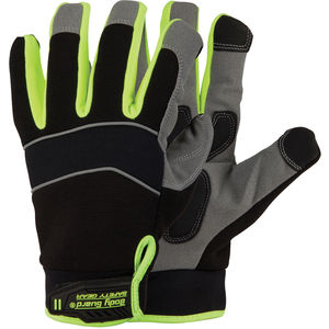 L Black/Gray Leather/Spandex/Neoprene Hook and Loop Cuff