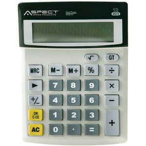12 Digit Aspect® Silver Solar/Battery Dual Power Calculator | Fastenal