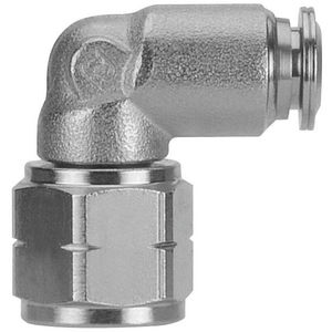 5 /8"Tubex3/8" Male NPTF 90° Nickel Plated Brass Push-to-Connect Swivel Elbow 
