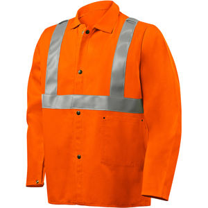 4XL 30 Hi Viz Orange Cotton Reflective Striped Weld Lite FR Welding Jacket Fastenal