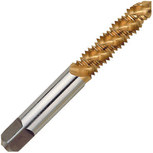 High-Speed Steel 5/16-18 Size Coated Finish Titanium Nitride Plug Type H3 Pitch Diameter 2 Flutes Morse Cutting Tools 92502 Spiral Point Taps TiN 