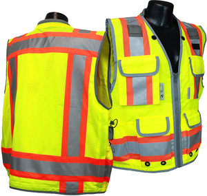 XL Surveyor Solid Lime Two Tones Safety Vest ANSI/ ISEA 107-2015